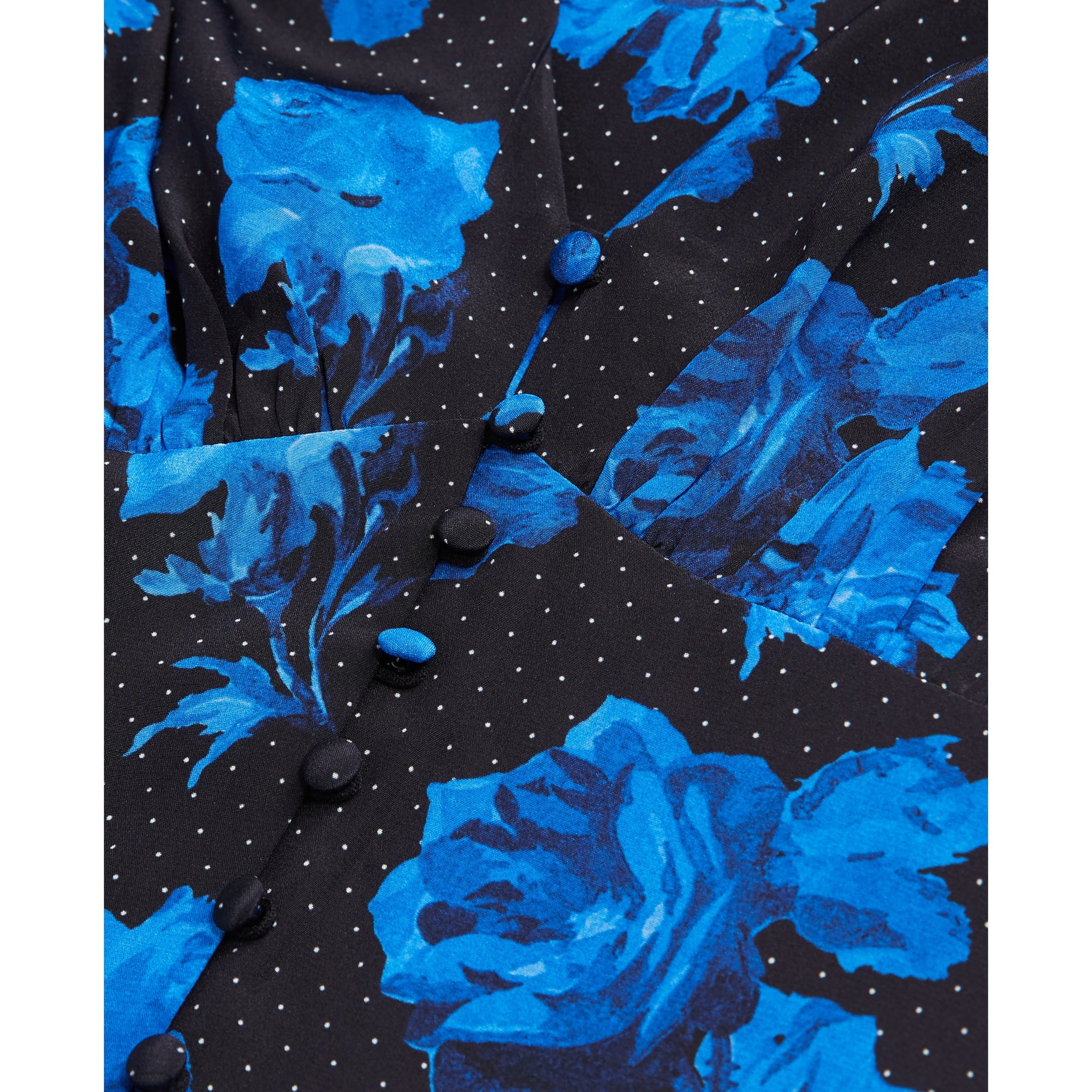 Long Printed Silk Dress With Buttoning | Women | Black Blue