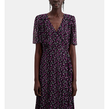 Long Printed Wrap Dress | Women | Black x Pink