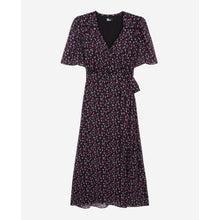 Long Printed Wrap Dress | Women | Black x Pink