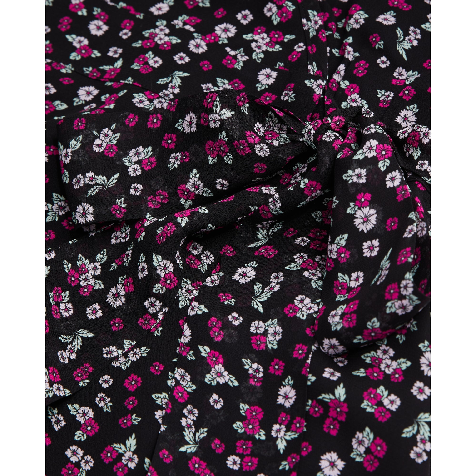 Long Printed Wrap Dress | Women | Black x Pink