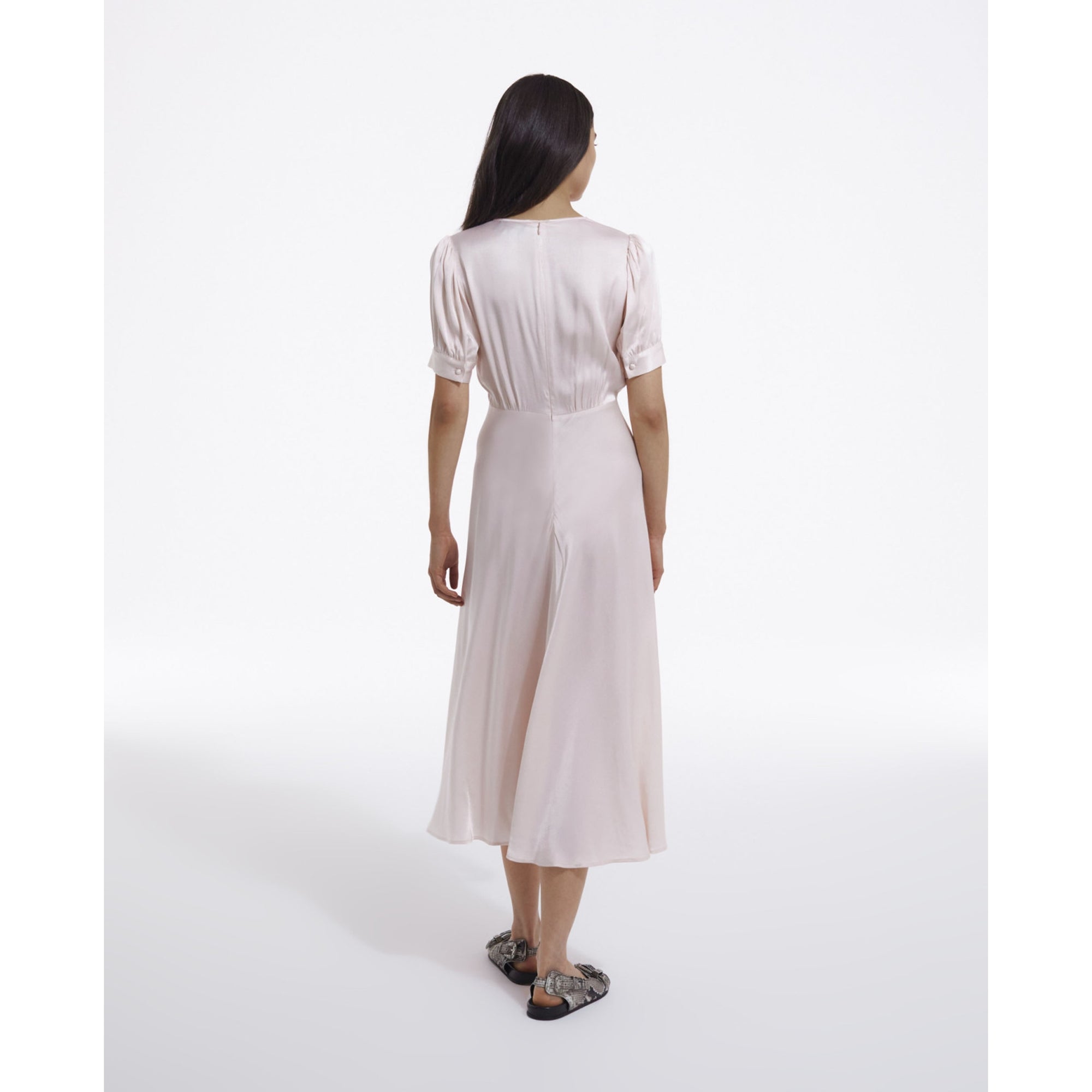 Long Short-Sleeved Dress | Women | Light Pink