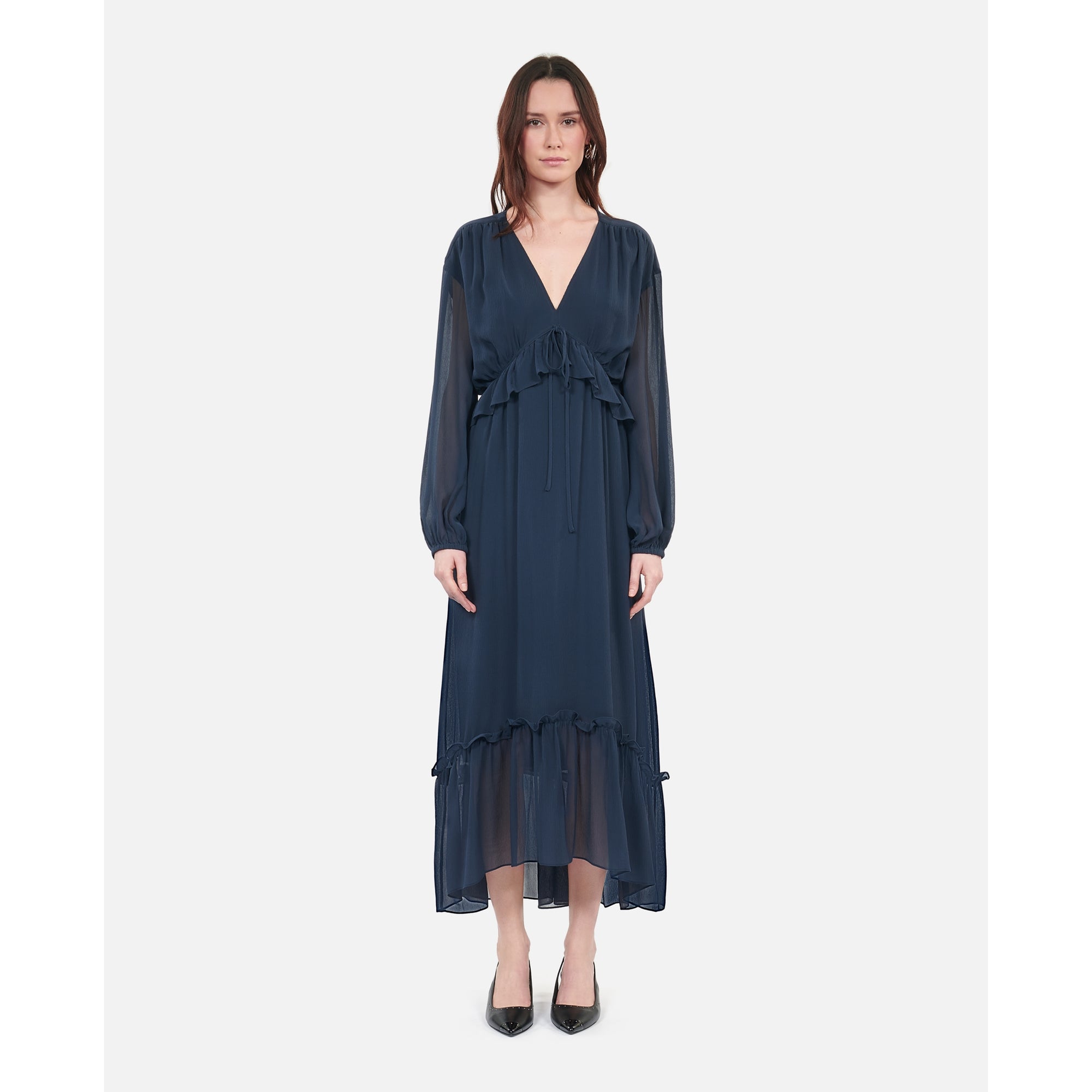 Long Silk Dress | Women | Navy Blue