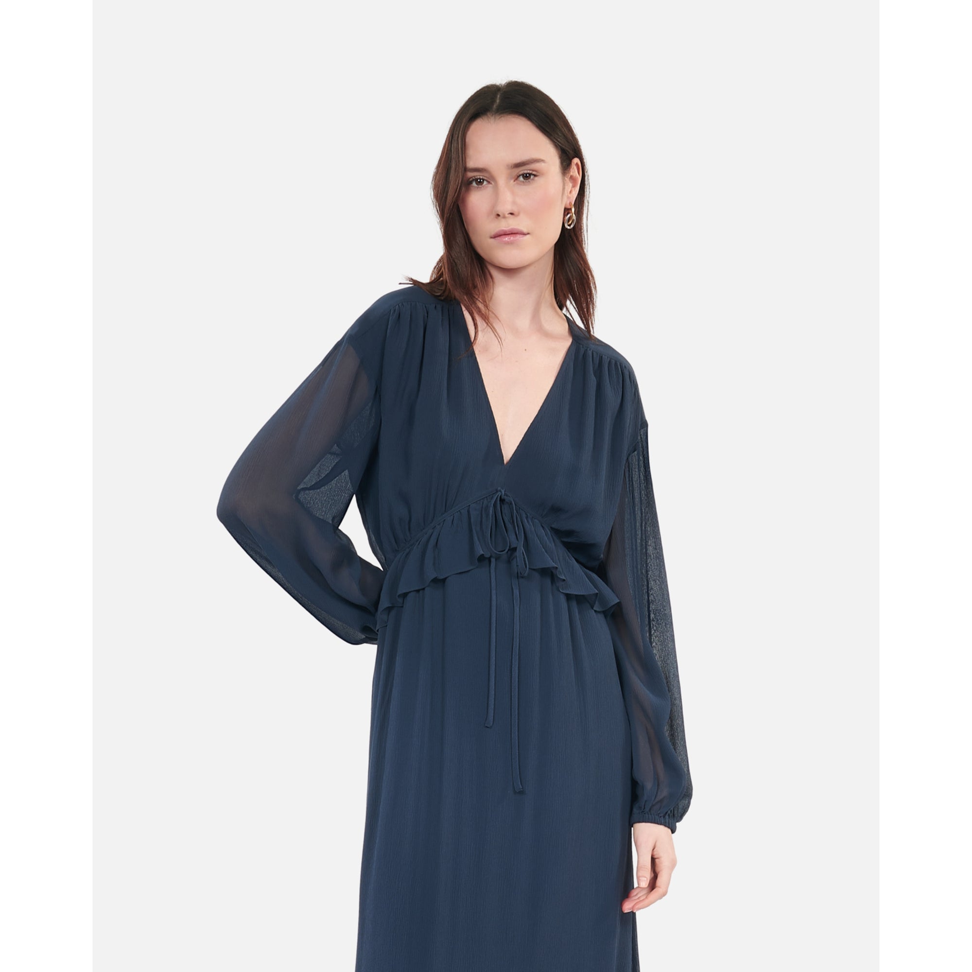 Long Silk Dress | Women | Navy Blue