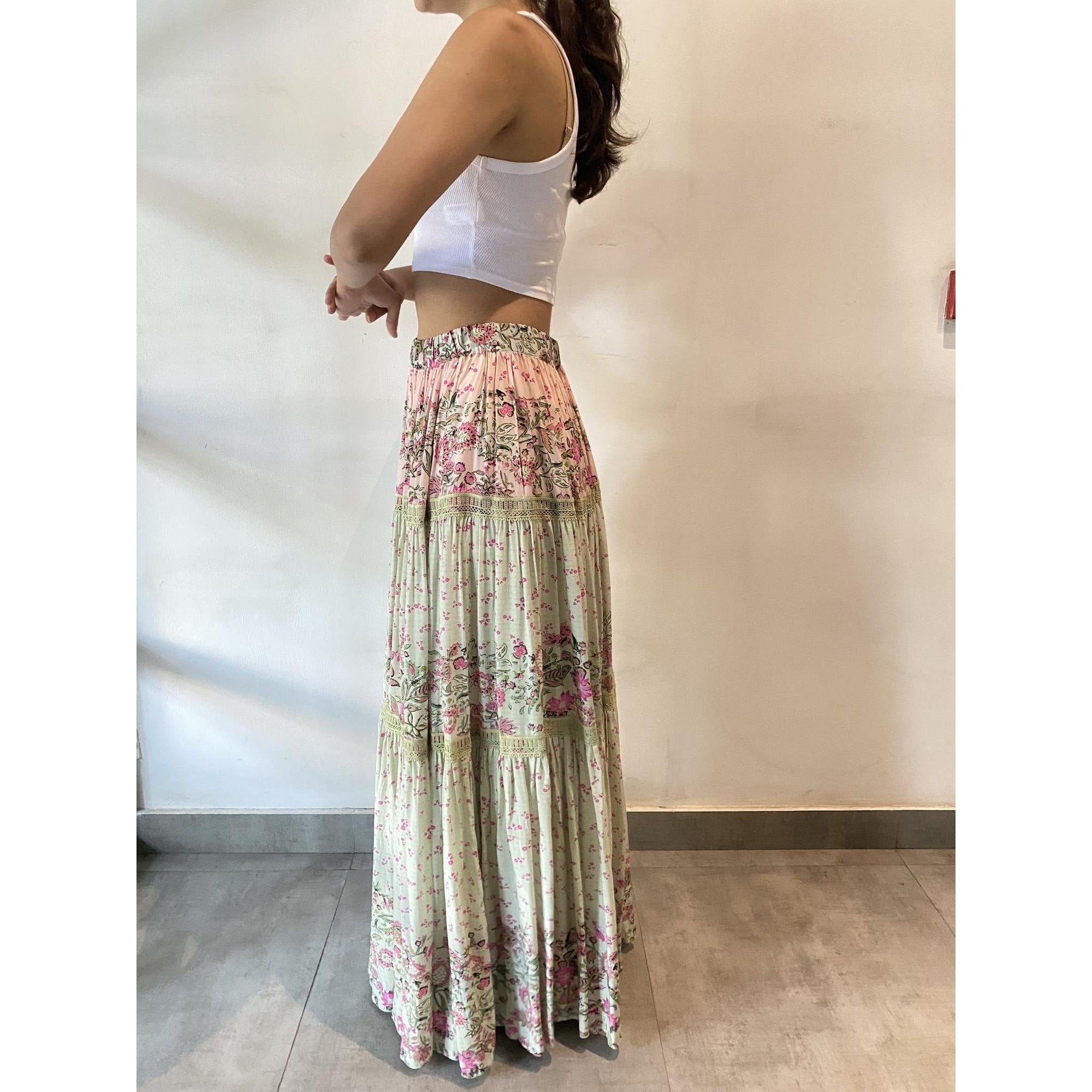 Long Skirt Mint Pink