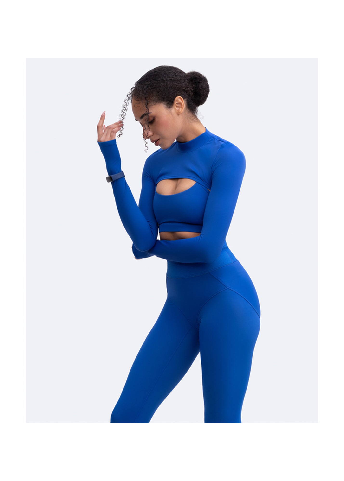 Long Sleeve Crew Neck Shrug | Blue