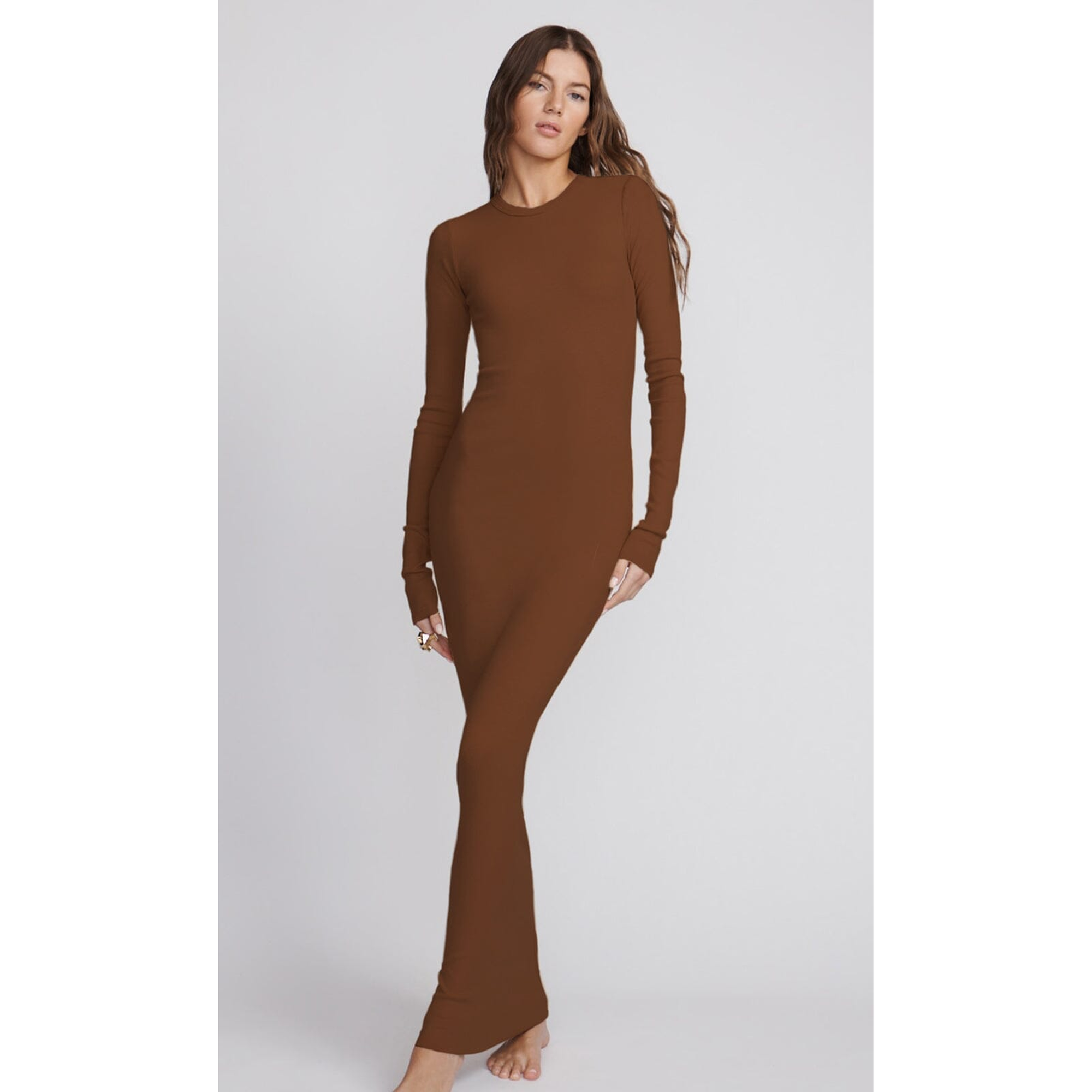 Long Sleeve Crewneck Maxi Dress | Earth