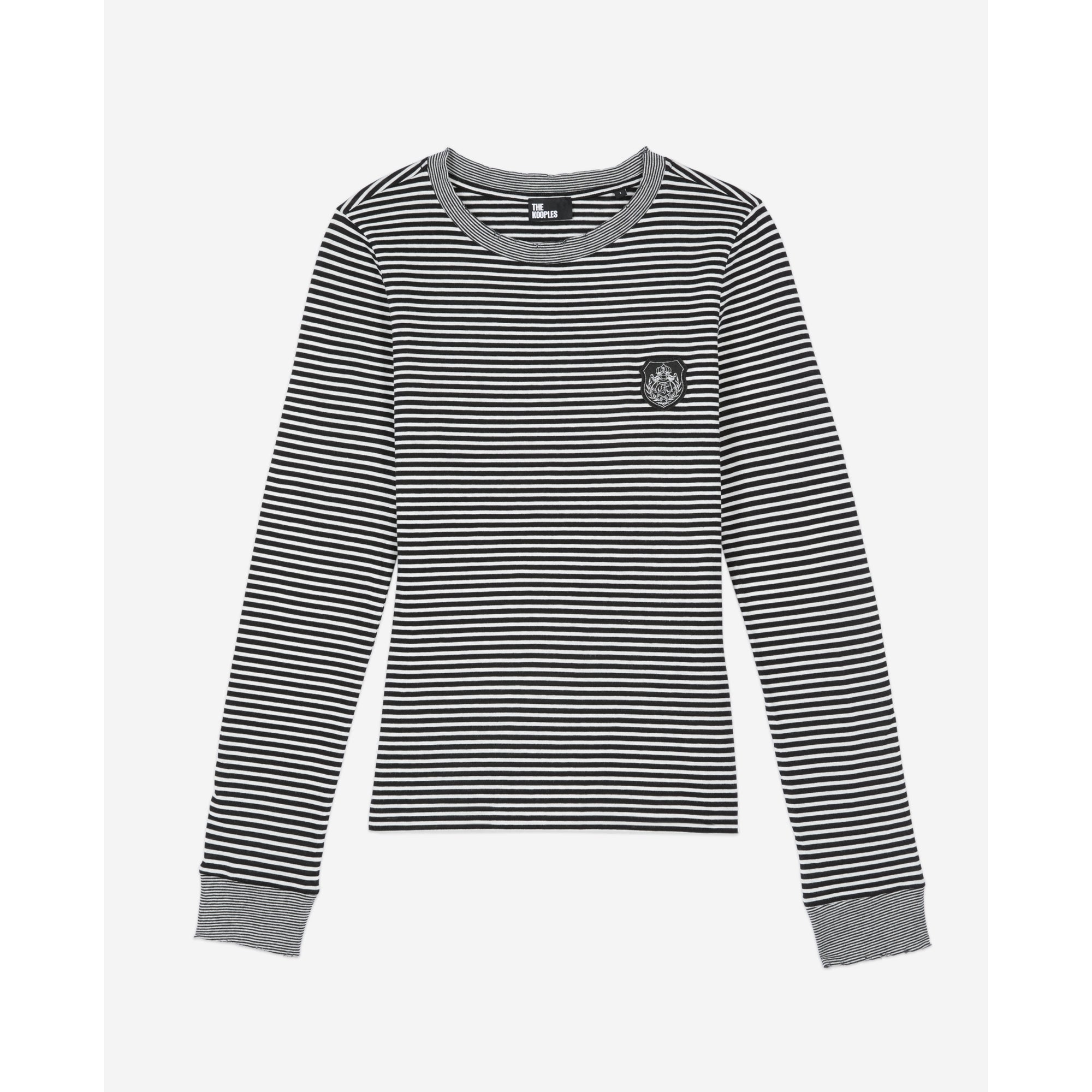 Long-Sleeved Striped T-Shirt | Women | Black x White