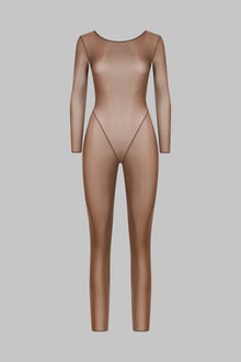 Open Back Long Sleeve Catsuit - French Kiss Light | Mocha
