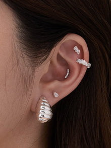 Teardrop Seashell 20mm Stud Earrings | Silver Rhodium Plated Brass