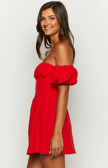 Love Lost Off The Shoulder Mini Dress | Red