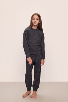 Kids | Recycled Boucle Hoodie & Jogger Set | Graphite