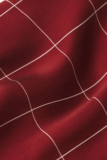Fabric detail shot of washable silk Simple Plaid Merlot/Ivory