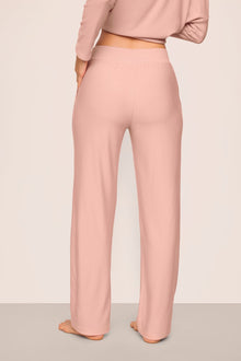 Model wearing softest sweats Straight leg Pant in Velvet Pink