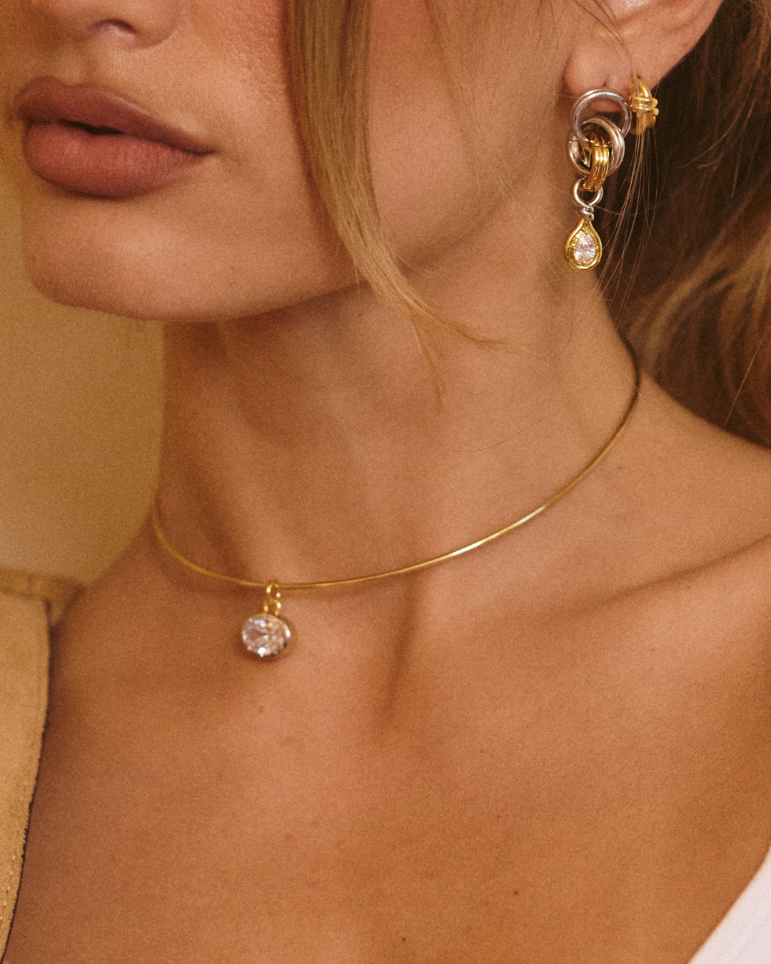 The Georgia Stone Twisted Studs | Silver/Gold