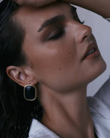 The Midnight Mesa Statement Studs | Black Agate | Silver