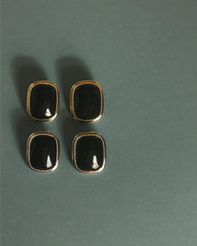 The Midnight Mesa Statement Studs | Black Agate | Silver