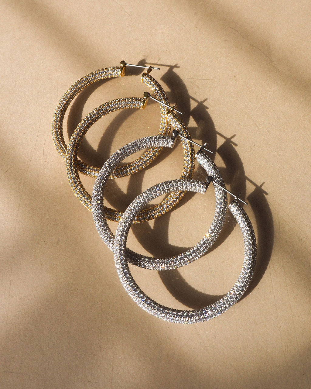 Pave Amalfi Hoops - Silver | Plated Silver