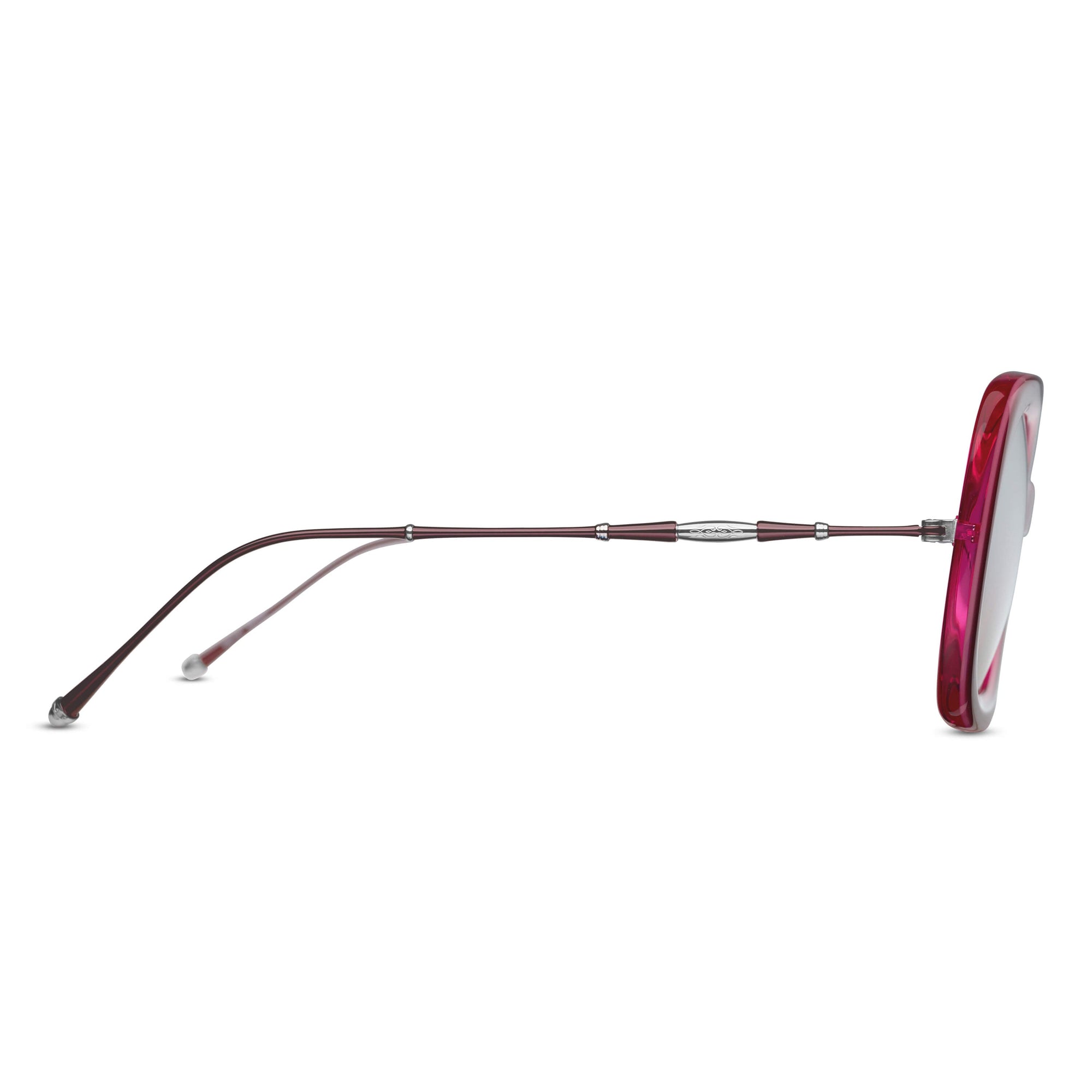 Womens | M2035 Square Sunglass | Deep Burgundy/Pink Crystal | Brown Gradient Silver Flash Lens | 53MM