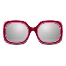 Womens | M2035 Square Sunglass | Deep Burgundy/Pink Crystal | Brown Gradient Silver Flash Lens | 53MM