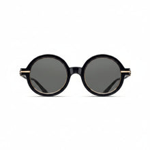 Unisex | M2059 Round Sunglass | Black/Brushed Gold | Grey Solid Lenses | 48MM