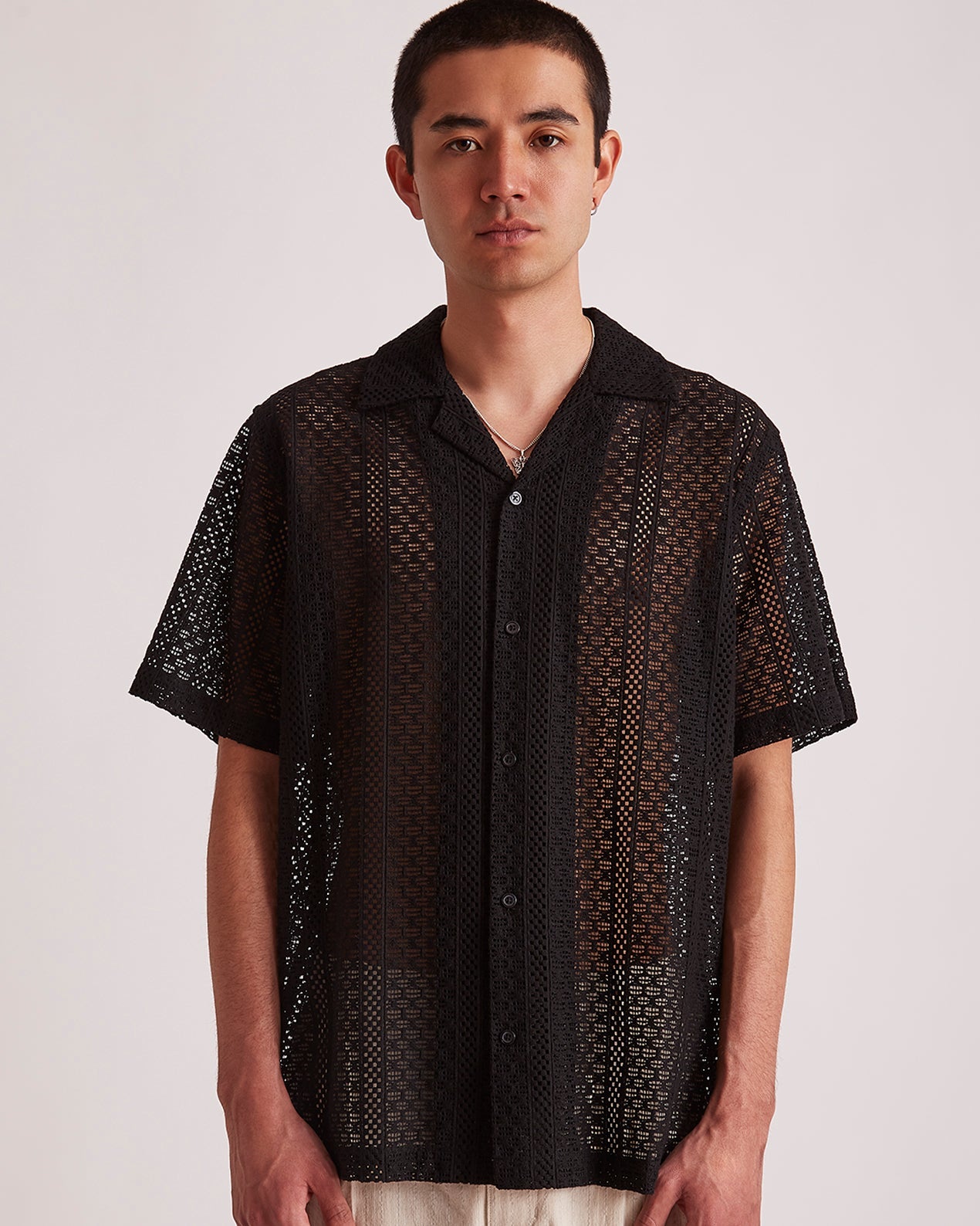 Black | Canty Cotton Lace SS Shirt