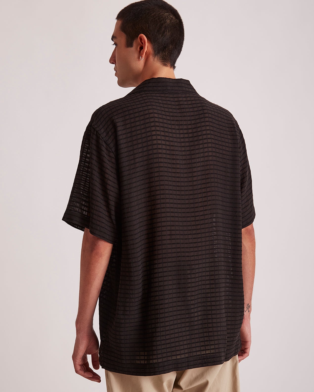 Mens | Canty Sheer Check SS Shirt | Black