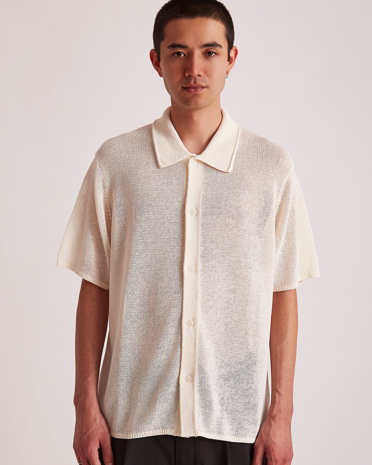 Antique White | Kenneth Mesh Knit Shirt