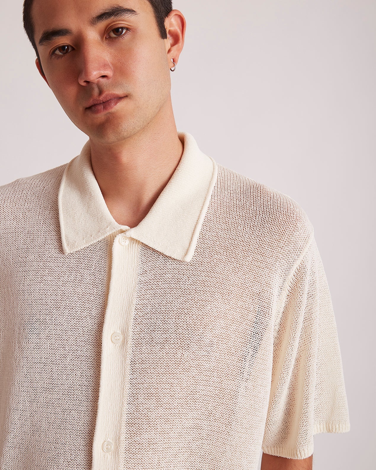 Antique White | Kenneth Mesh Knit Shirt