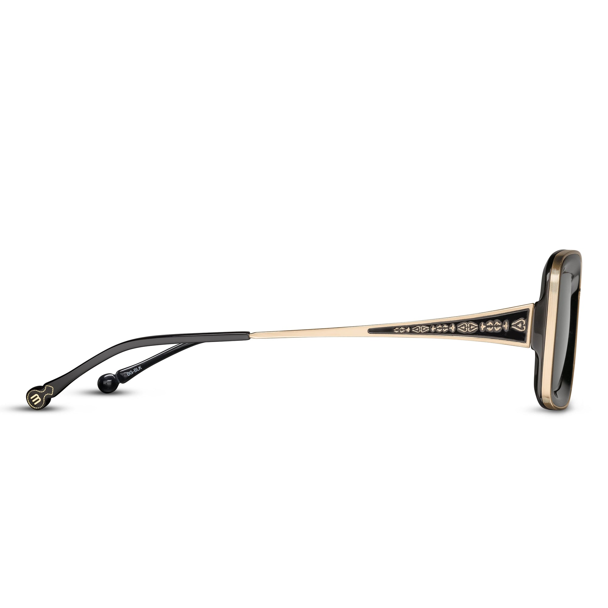 Unisex | M3124 Rectangle Sunglass | Brushed Gold/Black | Grey Lens | 51MM