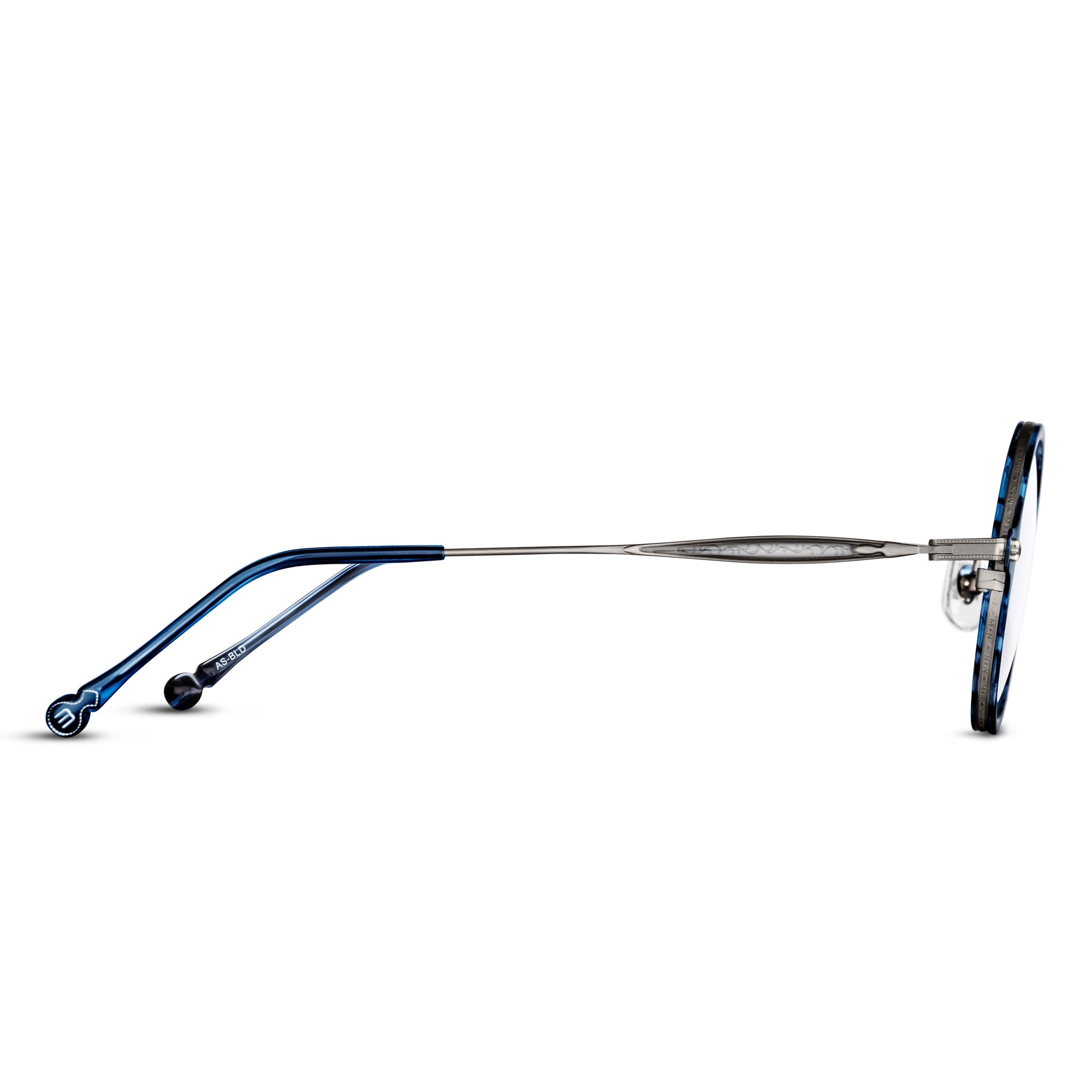 Unisex | M3127 Round Optical | Antique Silver/Blue Demi | Clear Lens | 43MM