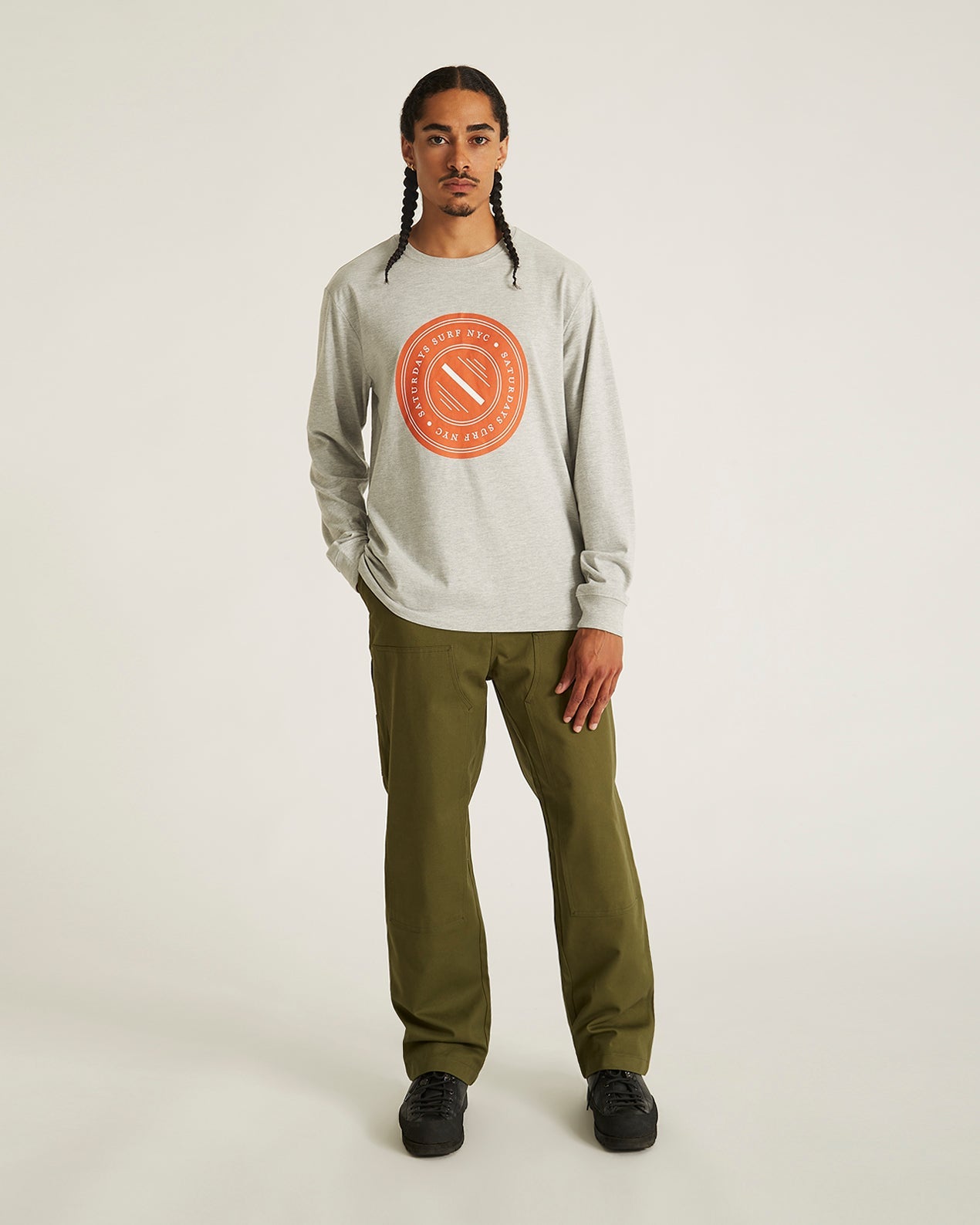 Ash Heather | Slash Badge Standard LS Tee