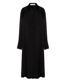 Magma Draped Back Shirt Dress | Black Viscose