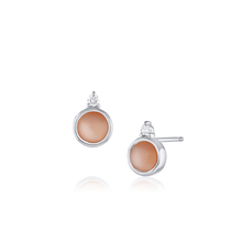 Women | Peach Moonstone Andromeda Studs | 14k White Gold