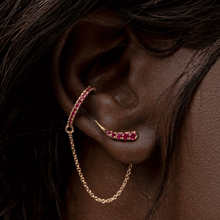 Women | Ruby Pavé Ear Cuff & Chain | 14k Rose Gold