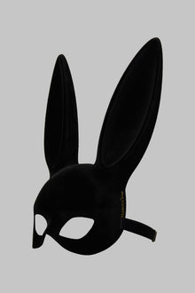 Velvet Bunny Mask With Pompom - Les Fetiches | Black