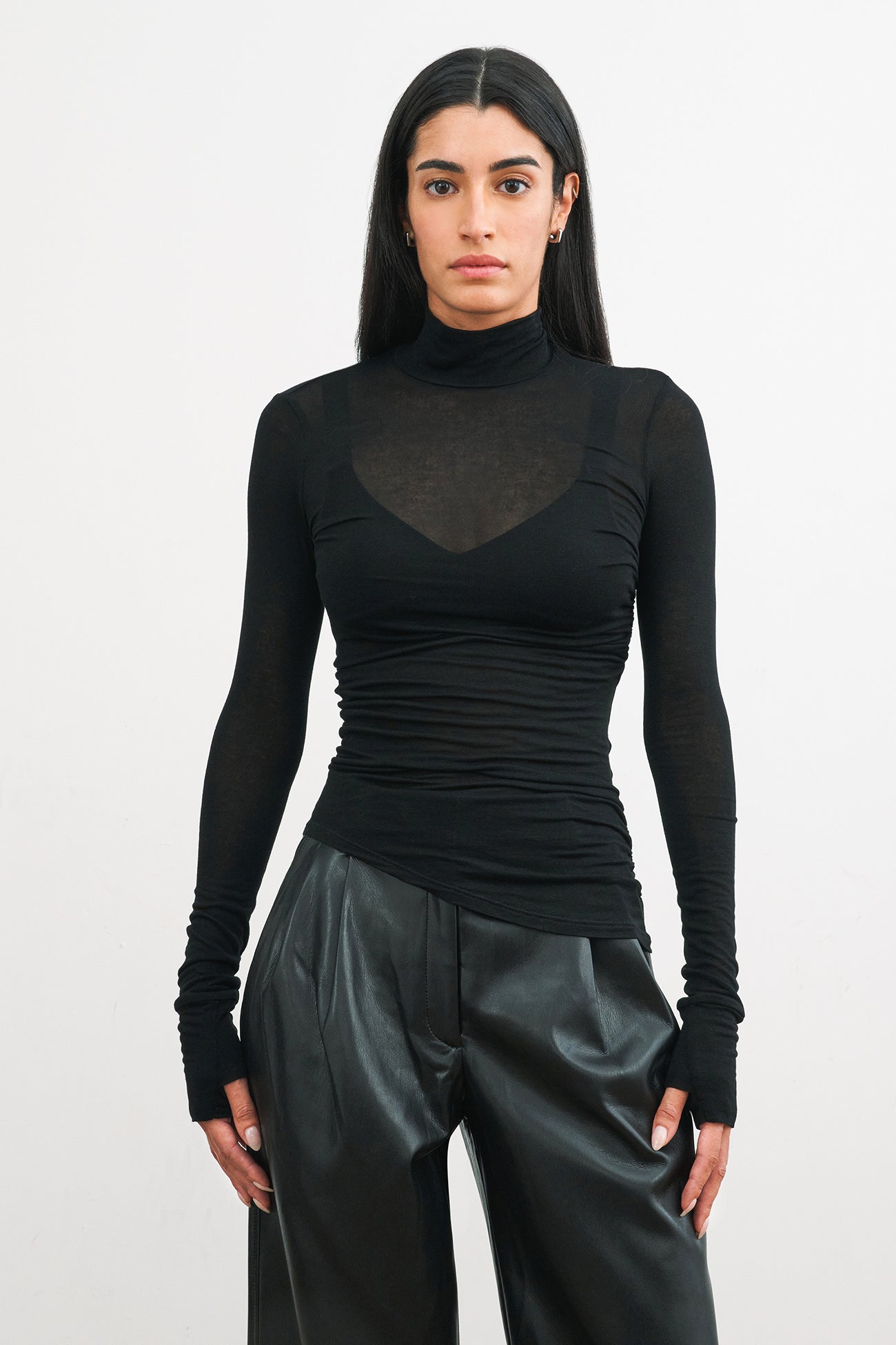 Skye Mock Neck Top | Black