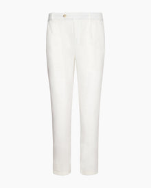 Mens | Linen Tapered Pleated Trouser | White