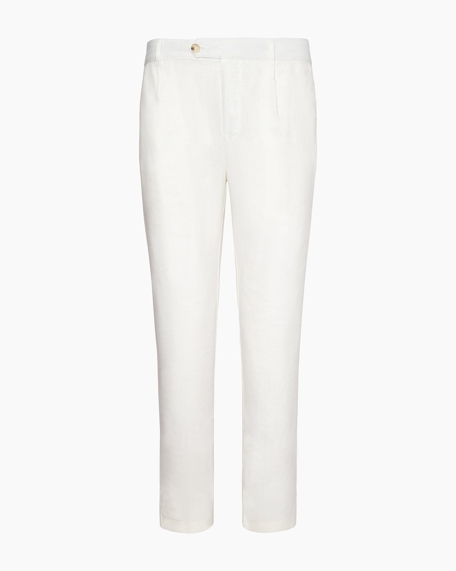 Mens | Linen Tapered Pleated Trouser | White