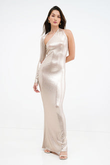 Manhattan Metallic One Shoulder Gown | Stardust