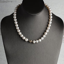 AAA+ Quality Round Strand Necklace | 14K Yellow Gold | White Freshwater Pearl10mm - 11mm