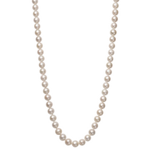 AAA Quality Round Strand Necklace - I | 14K White Gold | White Freshwater Pearl | 7mm - 8mm