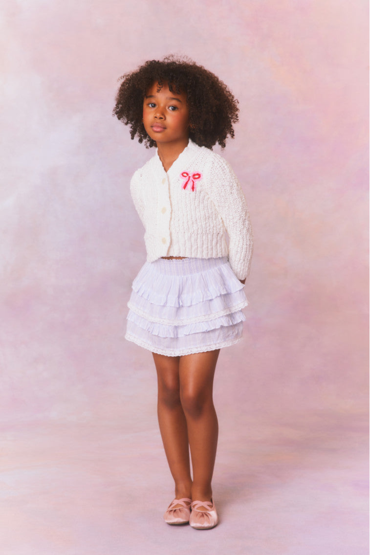 Girls | Menna Bow Cardigan | White