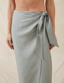Womens | The Sarong Skirt In Wave Stripe | Sky