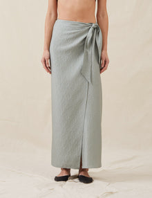 Womens | The Sarong Skirt In Wave Stripe | Sky
