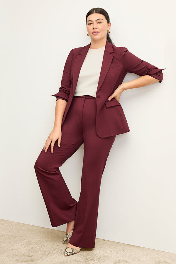front image of a woman wearing the horton pant in shiraz | Exclude
