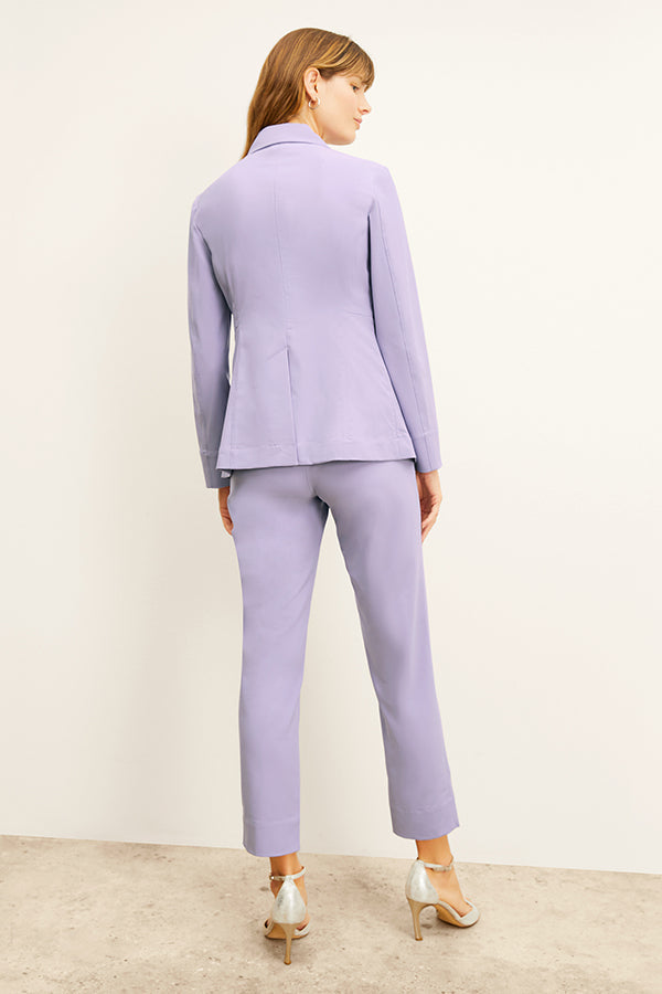 front image of a woman wearing the colby pants in light orchid | Exclude 