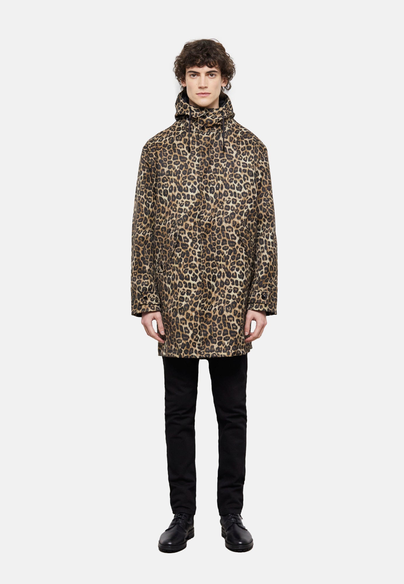 Long Parka With Print Hood | Men | Leopard