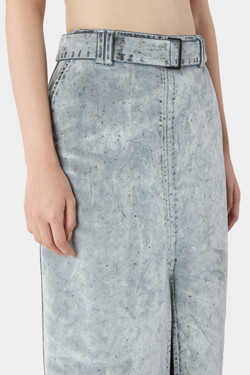 Belted Long Split Skirt | Women | Grey