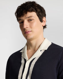 Mens | Linen Knit Camp Shirt | Midnight/Egret