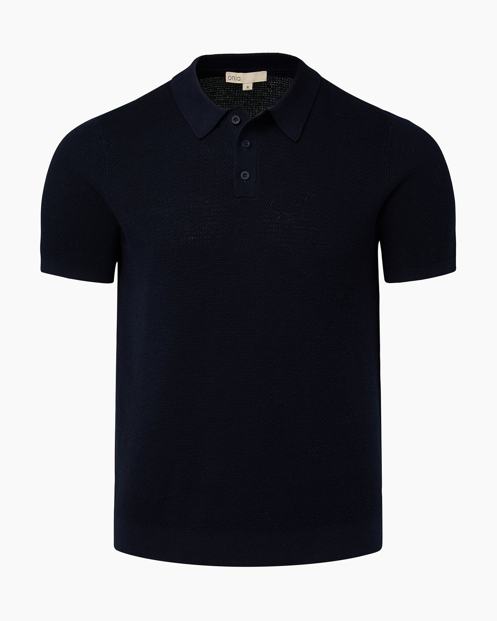 Mens | Cotton Textured Knit Polo | Deep Navy